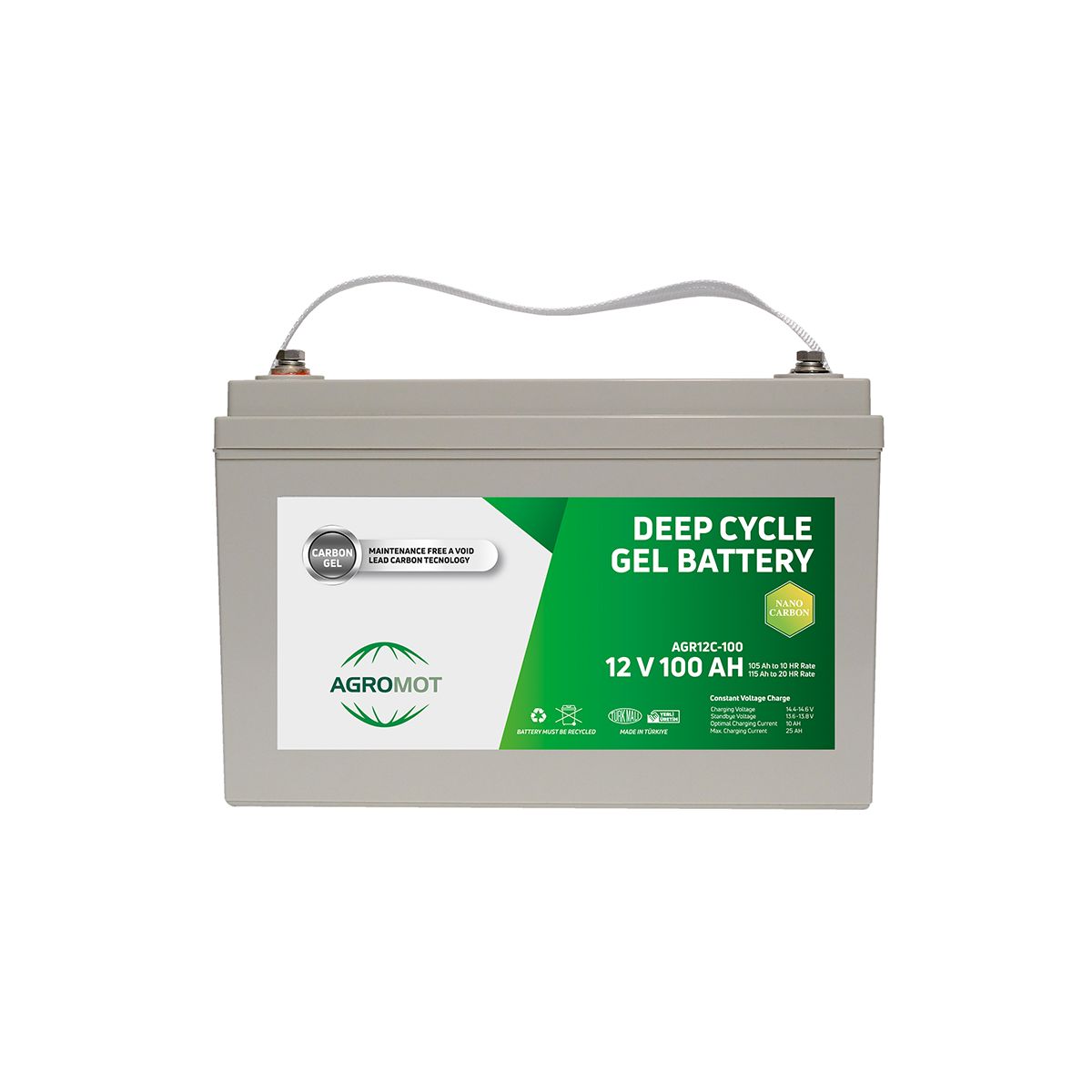 Agromot 12V 100 Amper Deep Cycle Nano Carbon Jel Akü
