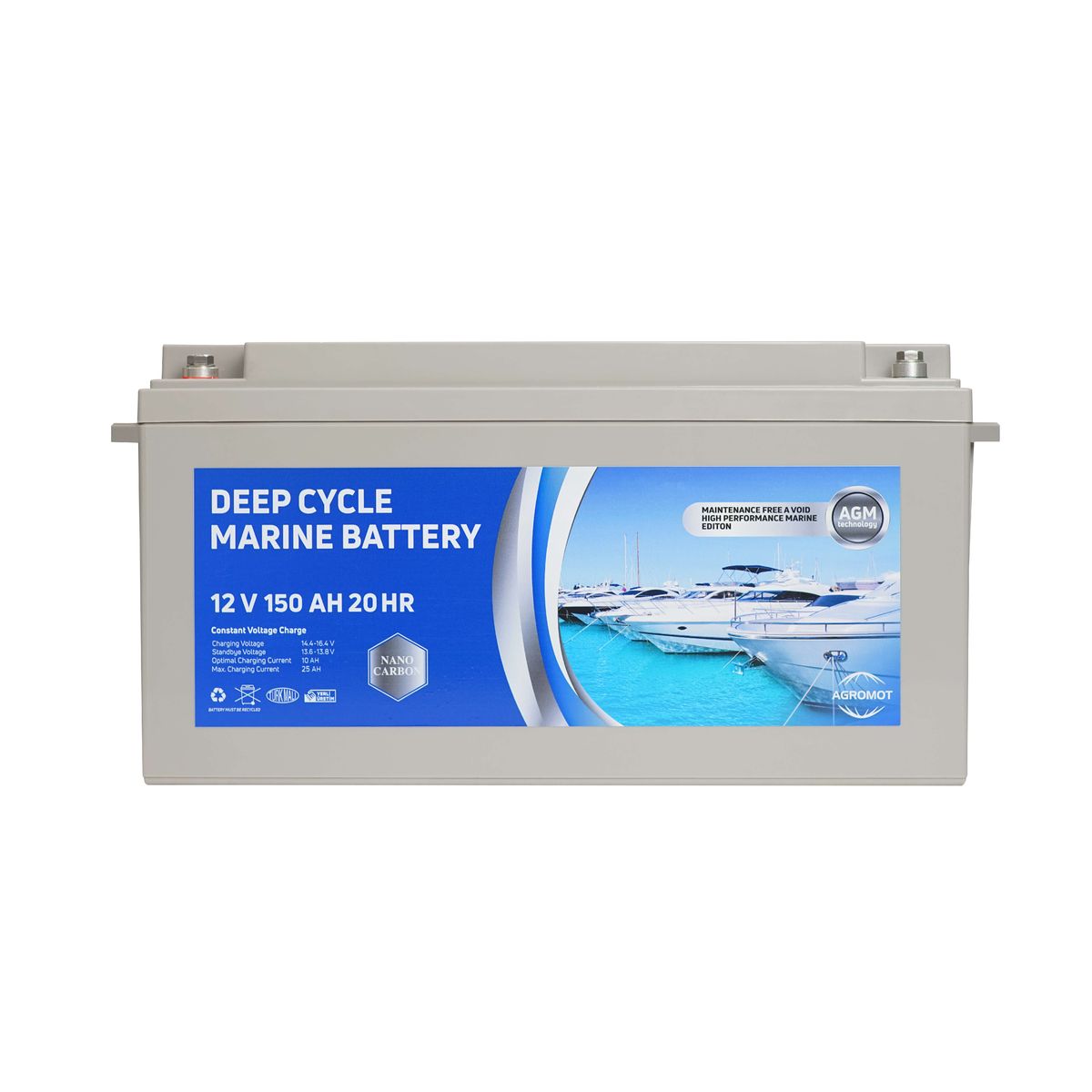 Agromot Marin Akü 12V 150 Ah Deep Cycle Nano Carbon Agm Battery