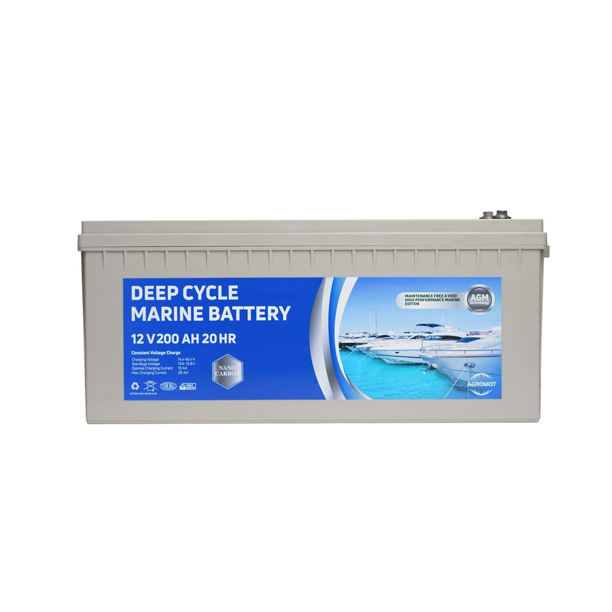 Agromot Marin Akü 12V 200 Ah Deep Cycle Nano Carbon Agm Battery