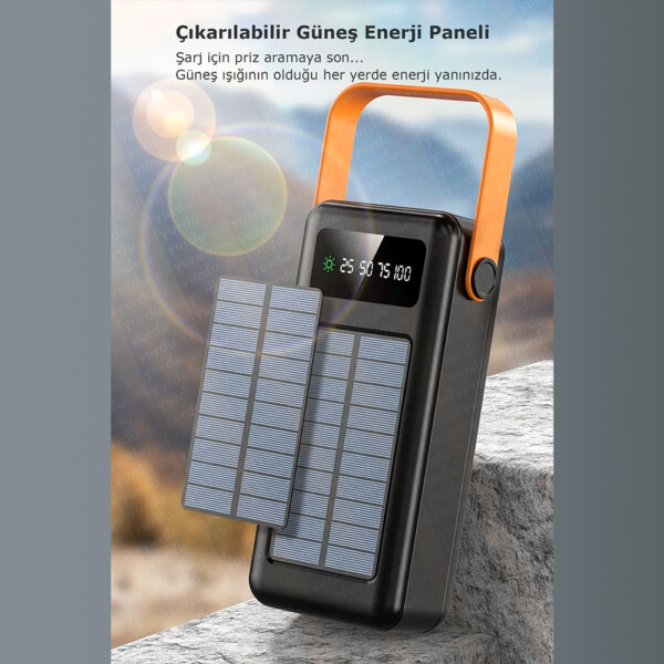 30.000 Mah . Güneş Enerjili Solar 10w Pd Hızlı Powerbank 30.000 powerbank