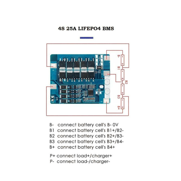 TDT-4S-25A LiFePO4 BMS Balanslı