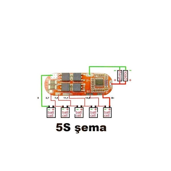 5S 25A Balansız Lityum İyon (Li-ion) BMS - Şarj Koruma Modülü