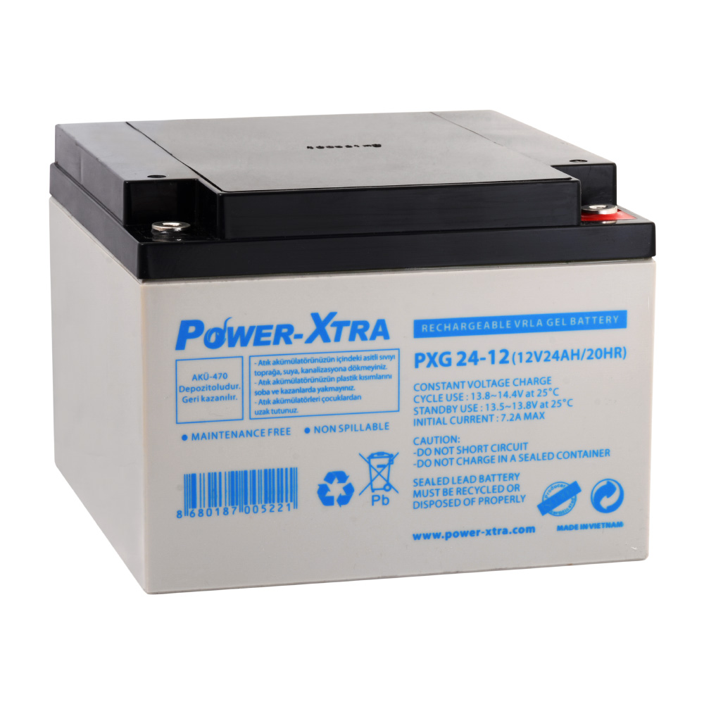 143860DD-D50B-A36A-92B15D30A8D90F74.jpg Power-Xtra PXG24-12 - 12V 24 Ah Bakımsız Jel Akü - Görsel 1