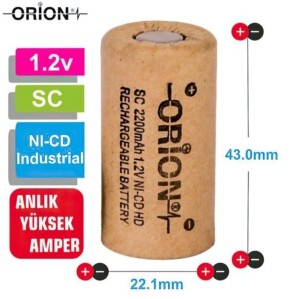 Orion 1.2V Ni-Cd SC 2200mAh Şarj Edilebilir Pil - HD - Görsel 2