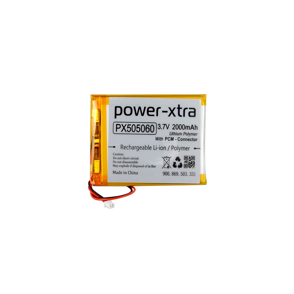 7BD54F74-D1C2-F355-8D2F30F77647BF2B.jpg Power-Xtra PX505060 - 3.7V 2000 mAh Li-Polymer Pil - Devreli-Soketli - Görsel 1