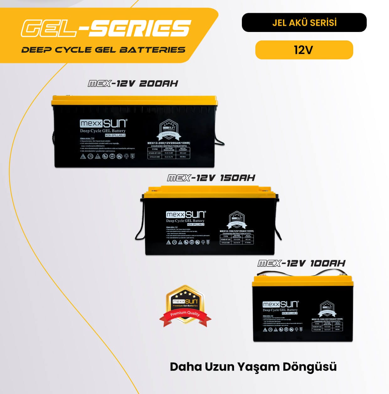 Mexxsun - 12V 150Ah Jel Akü (MEX12-150) 1 Mexxsun JEL Aküler - 12V