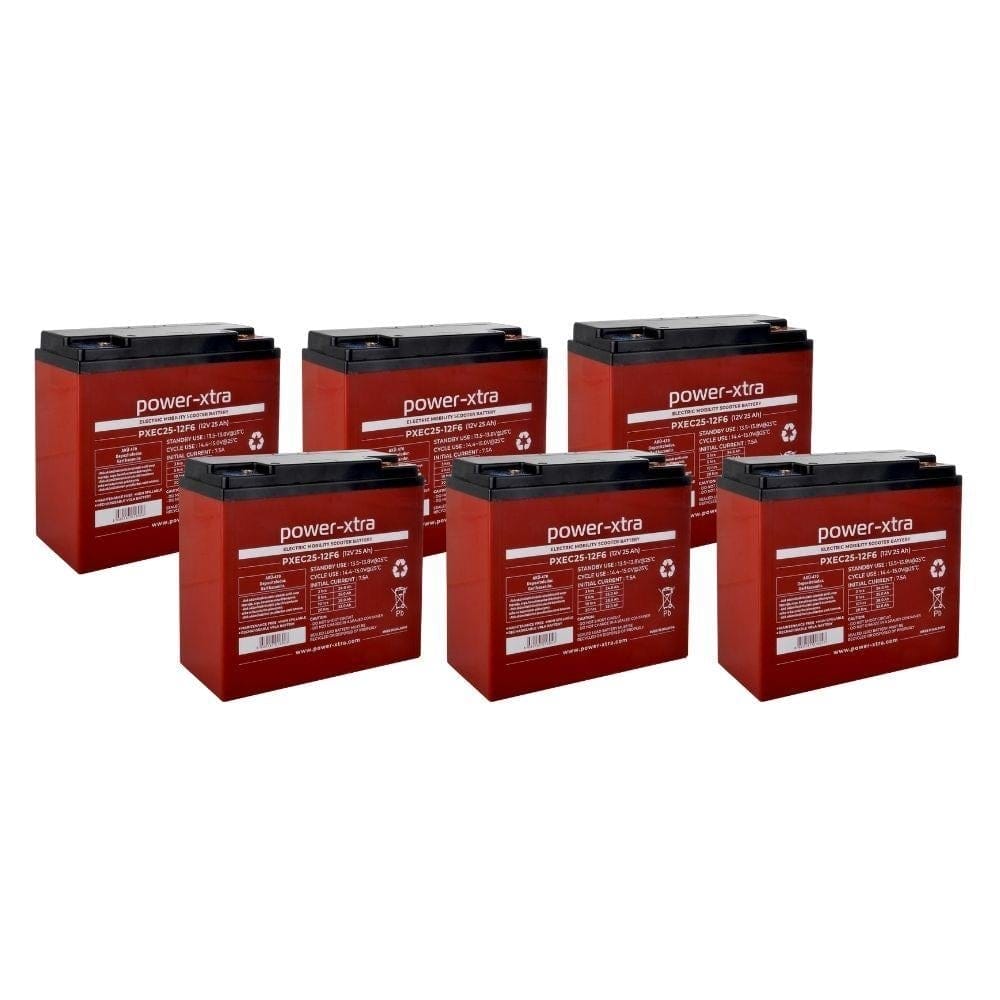 Power-Xtra PXEC25-12F6 12V 25Ah Elektrikli Bisiklet Aküsü – 6’lı Paket