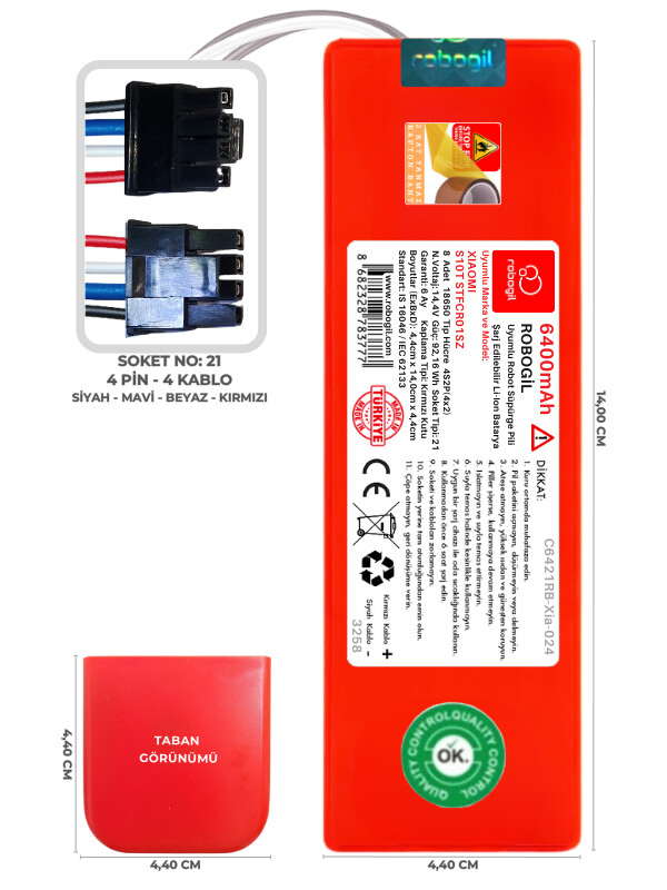 xiaomi-robot-vacuum-s10t-stfcr01sz-640-7c9b-3.png Xiaomi S10T STFCR01SZ 6400mAh Pili Uyumlu Robot Süpürge Bataryası C6421RB-Xia-024 - Görsel 1