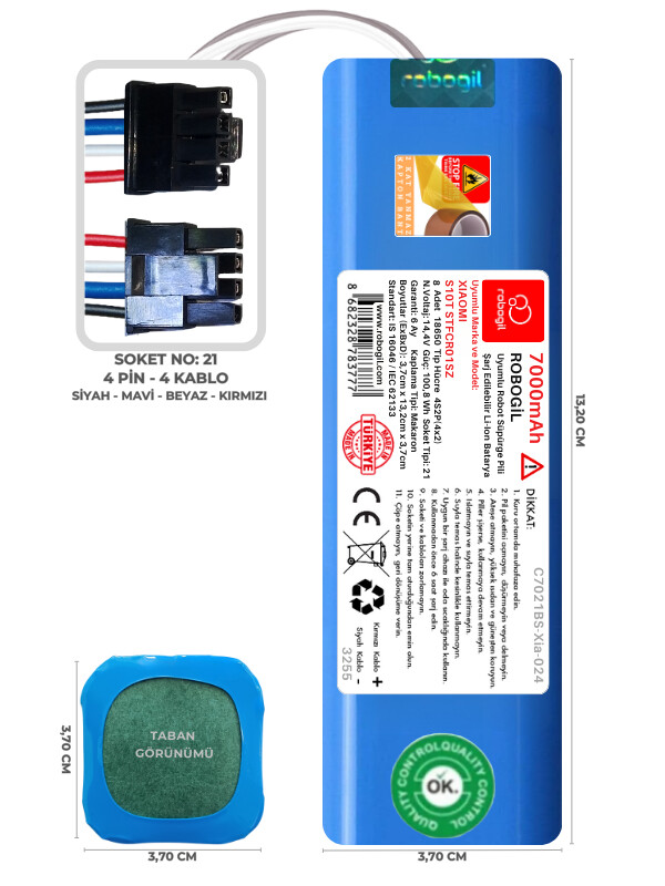 xiaomi-robot-vacuum-s10t-stfcr01sz-700-b95-b1.jpg Xiaomi S10T STFCR01SZ 7000mAh Pili Uyumlu Robot Süpürge Bataryası C7021BS-Xia-024 - Görsel 1