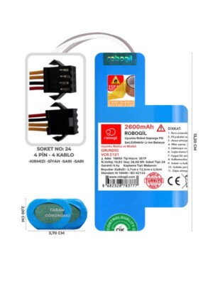 Grundig VCR 2131 2600mAh Pili Uyumlu Robot Süpürge Bataryası T2624BS-Gur-006